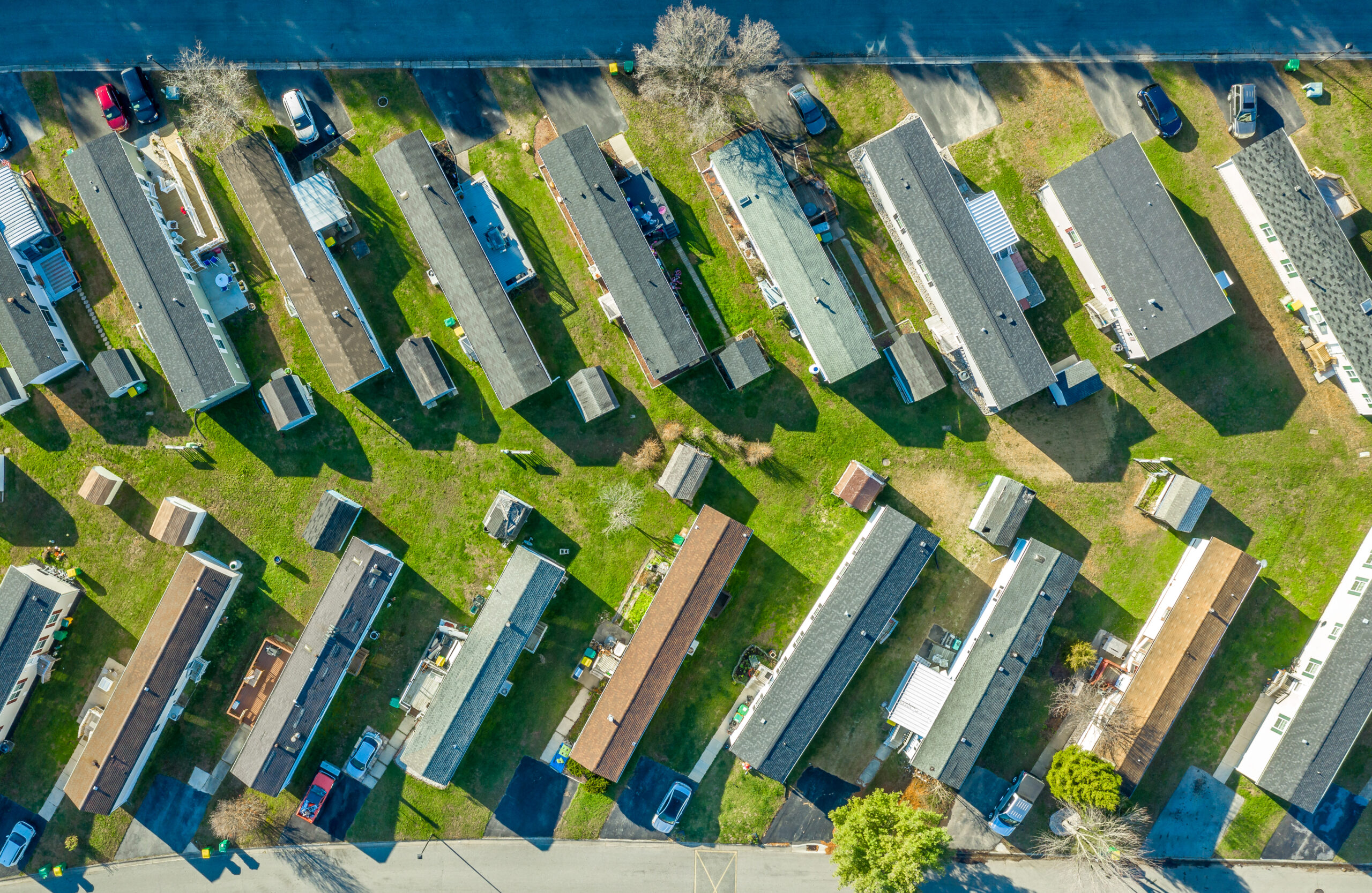 Aerial,View,Of,Trailer,Park,Houses,Laid,Out,Like,A